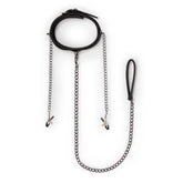 Collar With Nipple Chains Made From Faux Leather > Bondage Gear > Collars